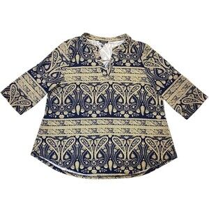 a.Jesdani Women’s 3X Tunic Top Paisley Print 3/4 Sleeve Stretch NWT Plus Size